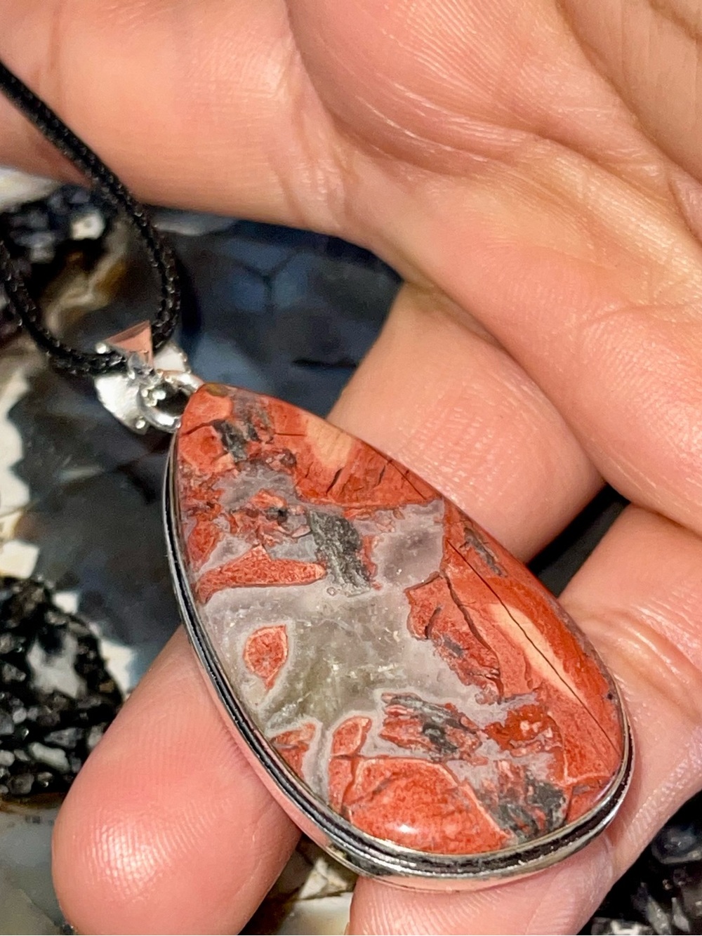 Convoluted Red Jasper Crystal Pendant 2 1/2”